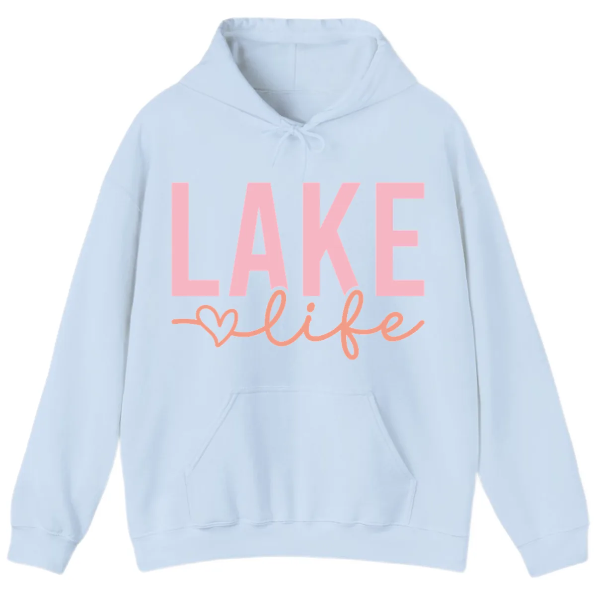 Lake Life Script Design Hoodie in Light Blue