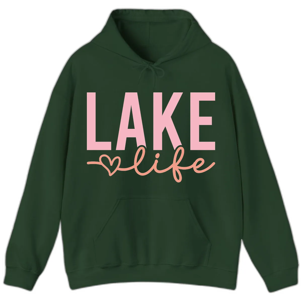 Lake Life Script Design Hoodie in Forest Green