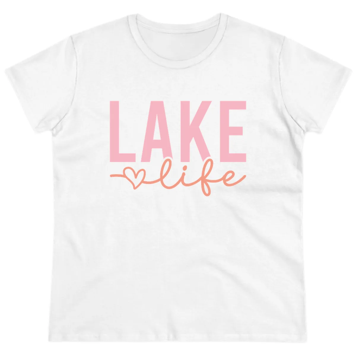 Lake Life Script Design Ladies Tee in White