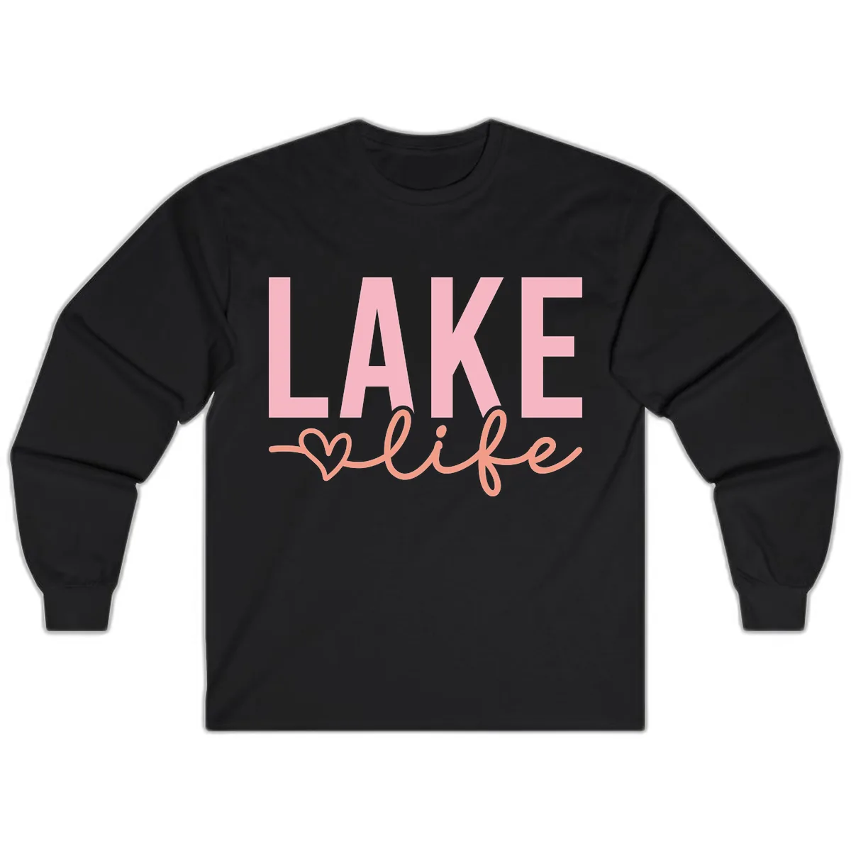 Lake Life Script Design Long Sleeve in Black
