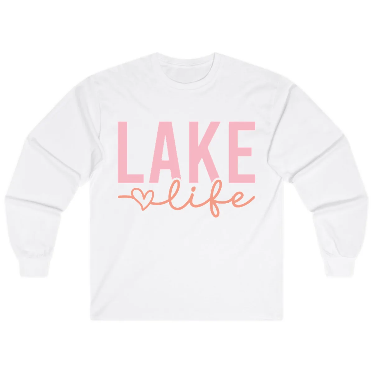 Lake Life Script Design Long Sleeve in White