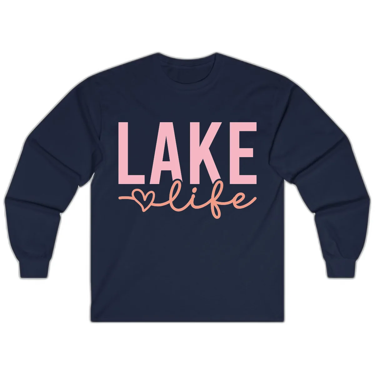 Lake Life Script Design Long Sleeve in Navy