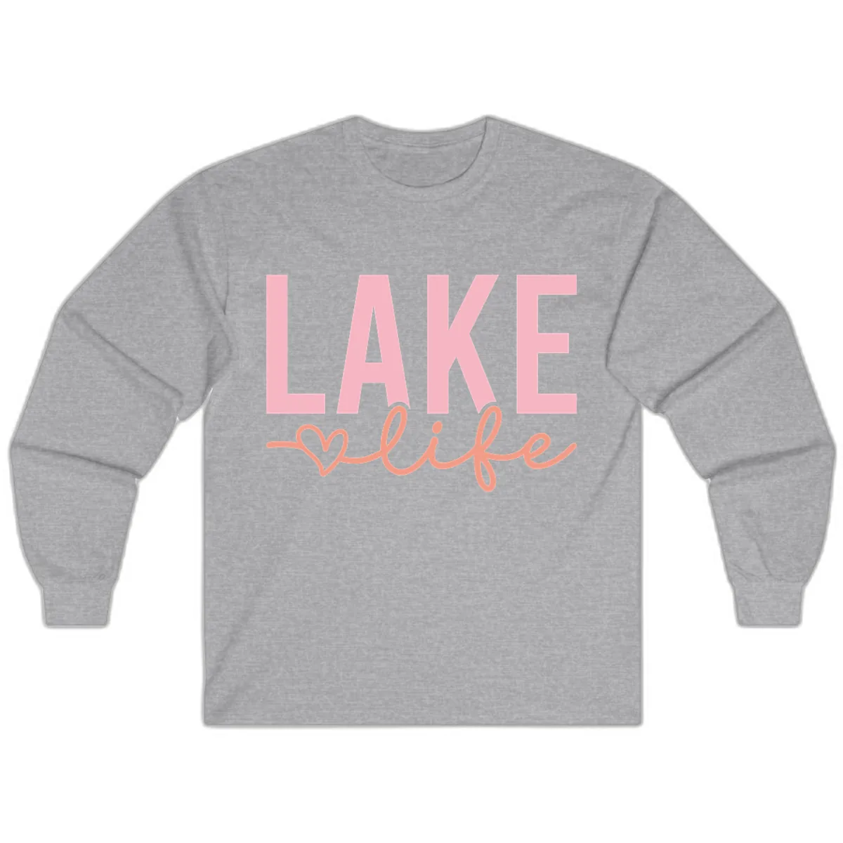 Lake Life Script Design Long Sleeve in Sport Grey