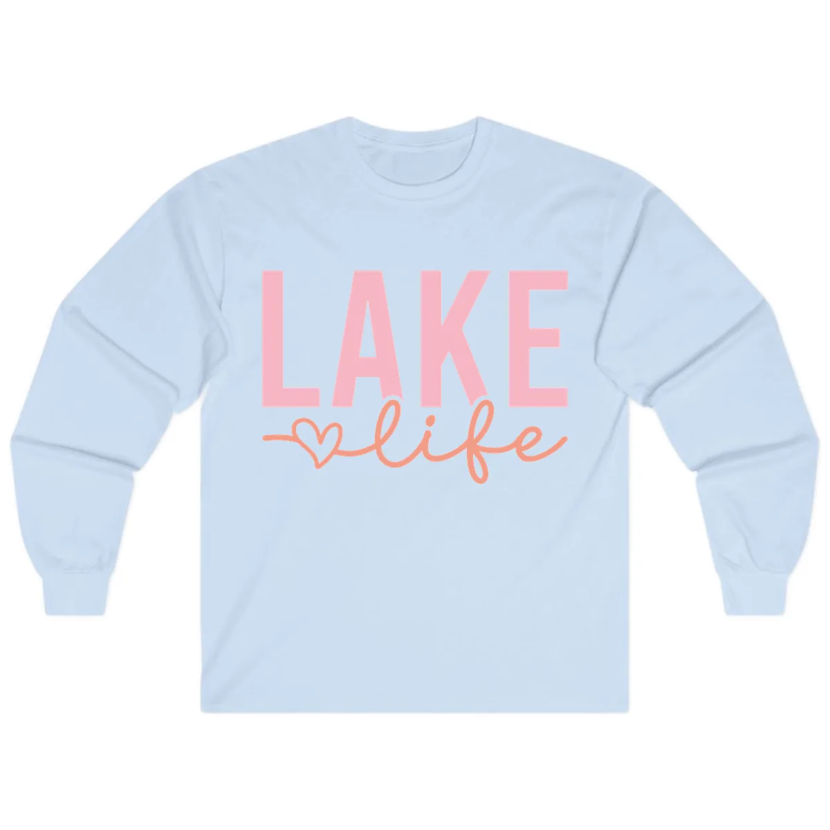 Lake Life Script Design Long Sleeve in Light Blue