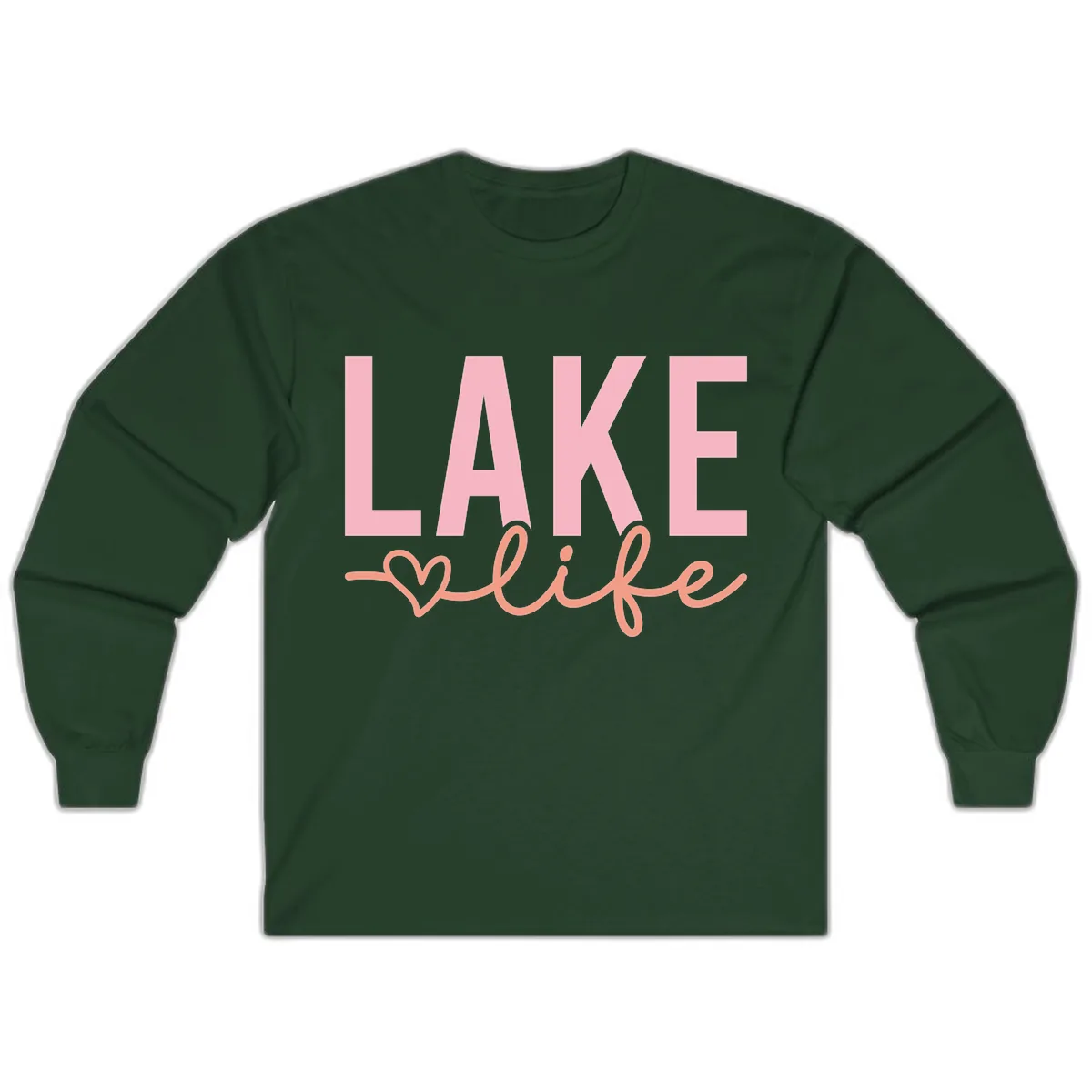 Lake Life Script Design Long Sleeve in Forest Green