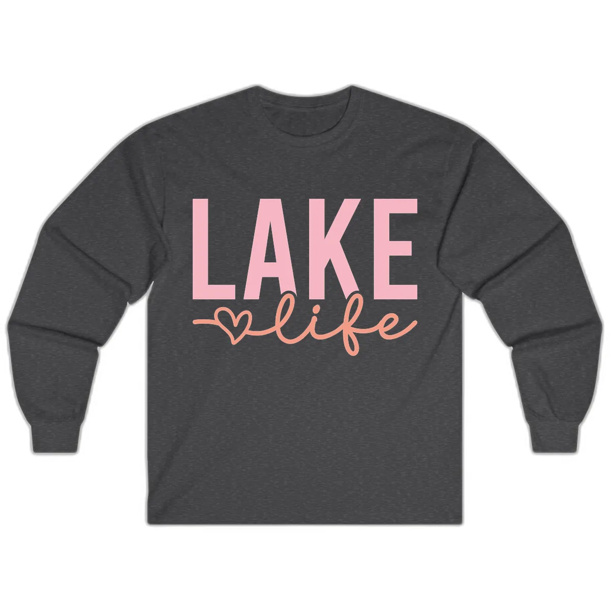 Lake Life Script Design Long Sleeve in Dark Heather