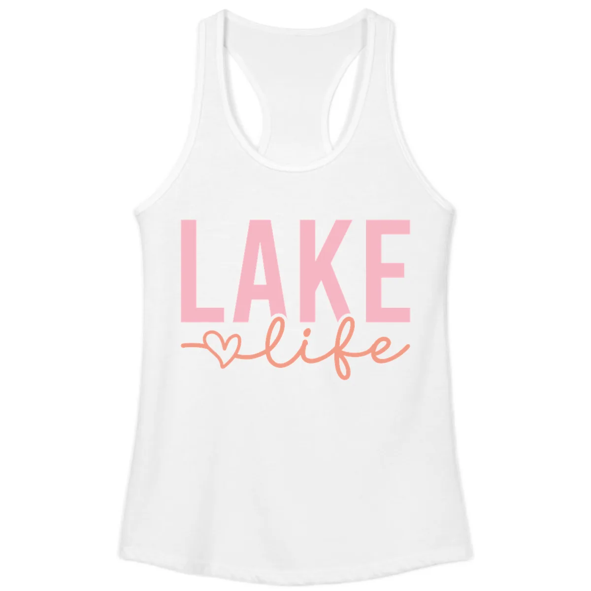 Lake Life Script Design Ladies Tank in White