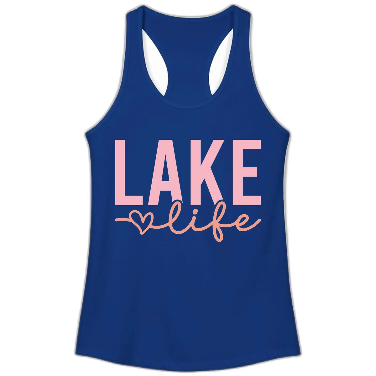 Lake Life Script Design Ladies Tank in Solid Royal