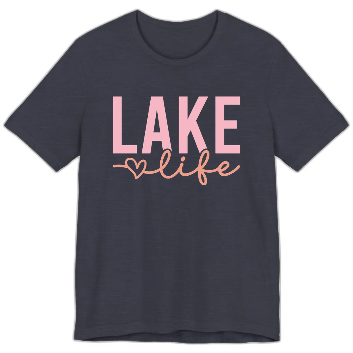 Lake Life Script Design Premium T-Shirt in Heather Midnight Navy