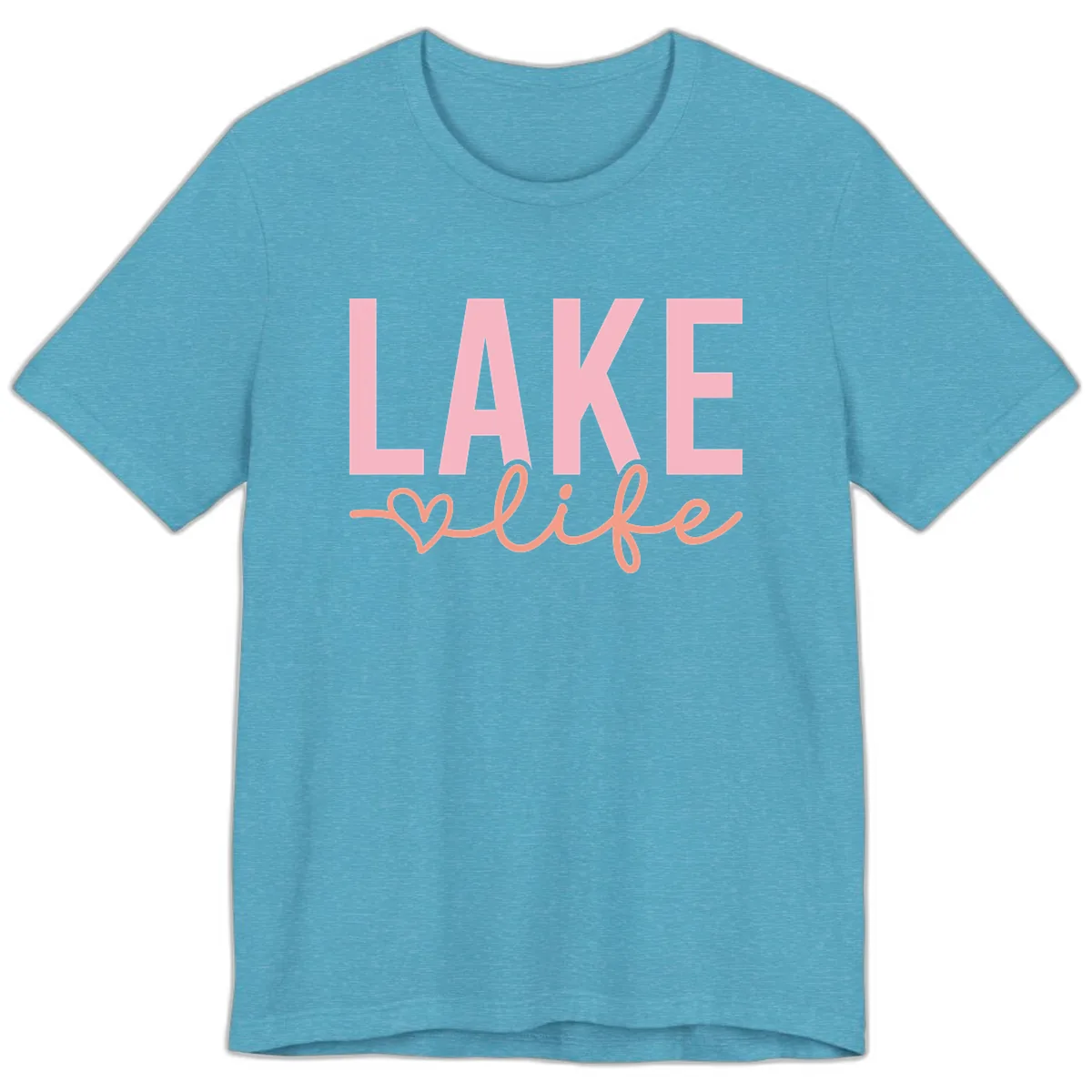 Lake Life Script Design Premium T-Shirt in Heather Aqua