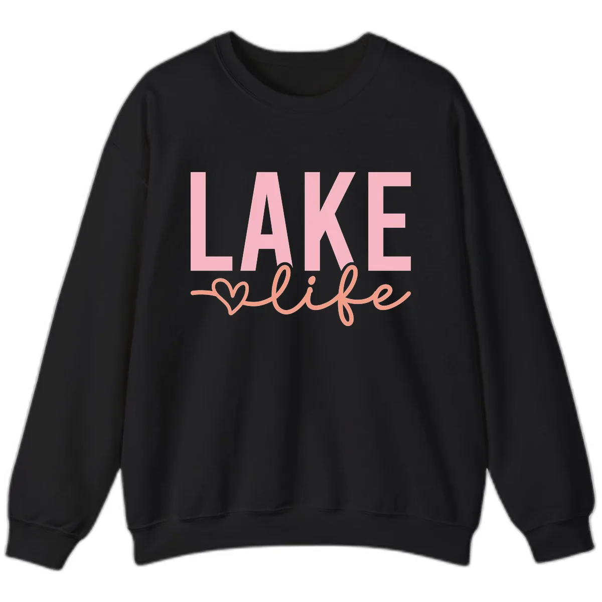 Lake Life Script Design Sweatshirt in Black