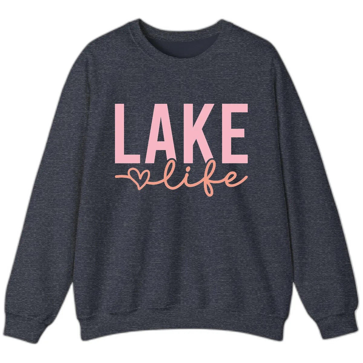Lake Life Script Design Sweatshirt in Heather Sport Dark Navy