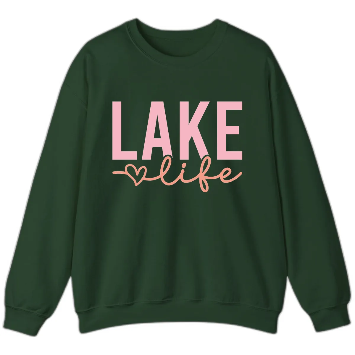 Lake Life Script Design Sweatshirt in Forest Green