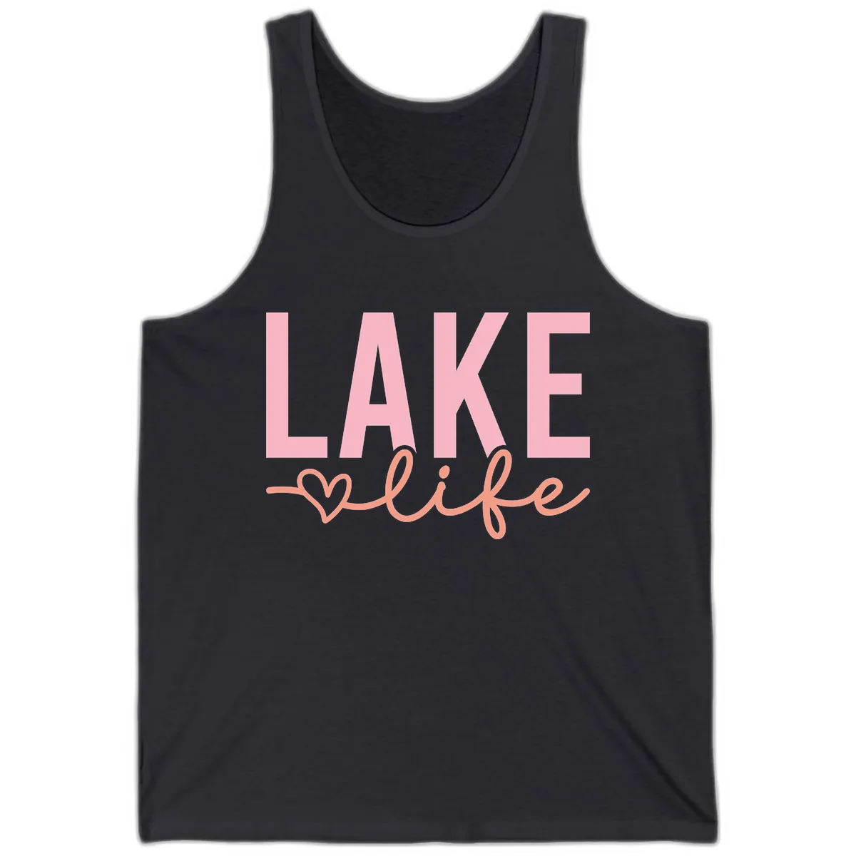 Lake Life Script Design Tank in Dark Grey