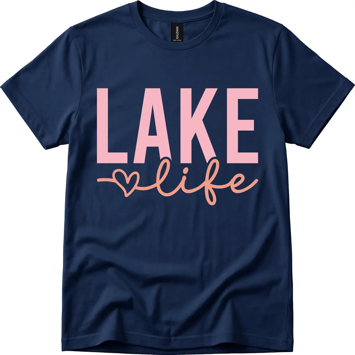 Lake Life Script Design T-Shirt in Navy