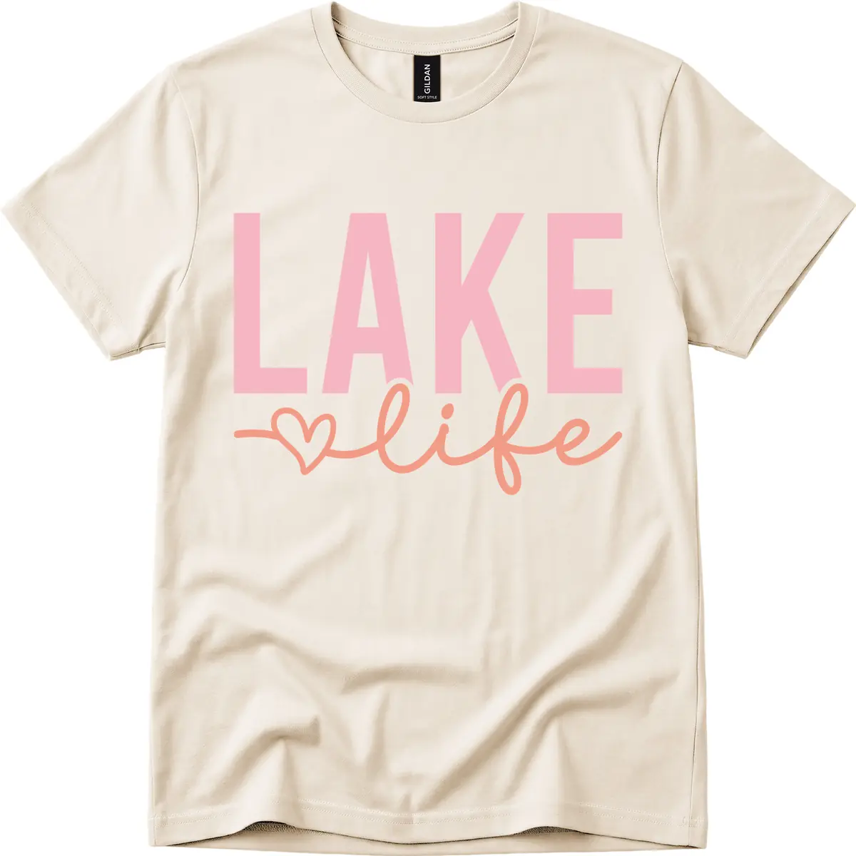 Lake Life Script Design T-Shirt in Natural