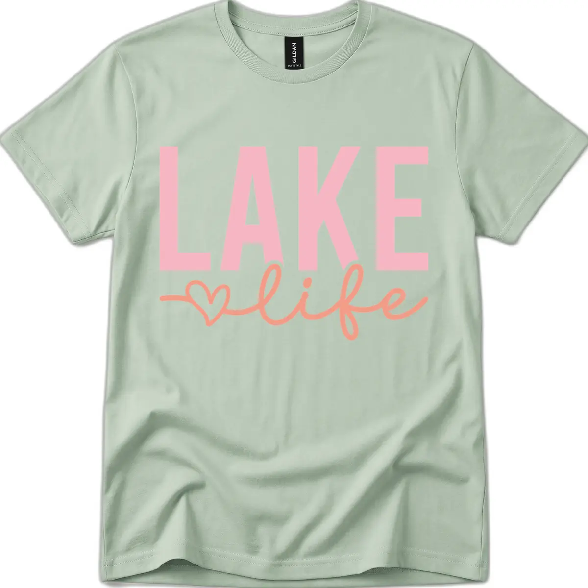Lake Life Script Design T-Shirt in Sage