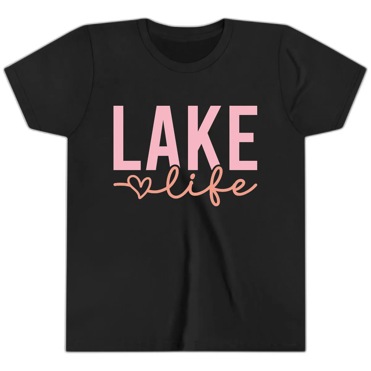Lake Life Script Design Youth T-Shirt in Black