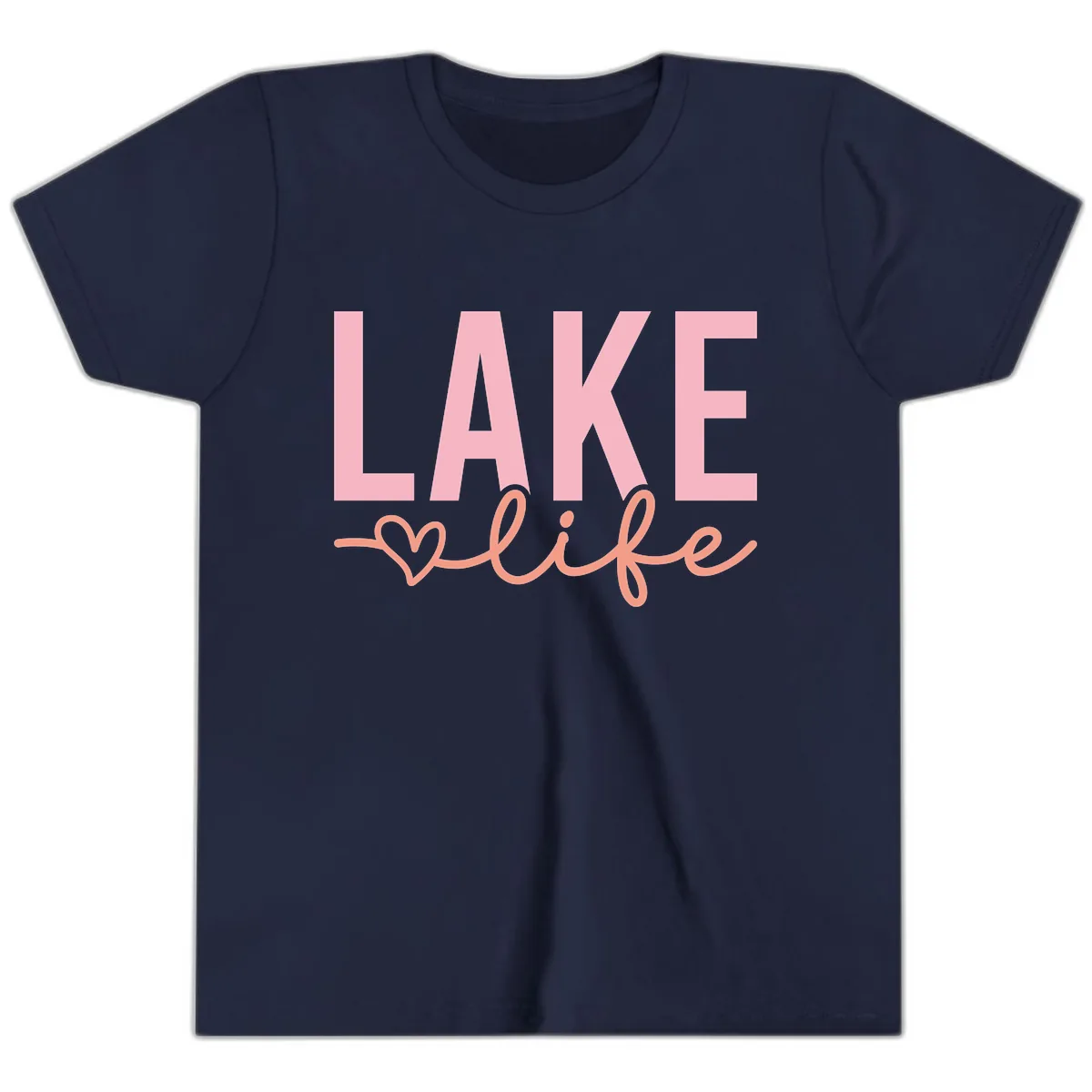 Lake Life Script Design Youth T-Shirt in Navy