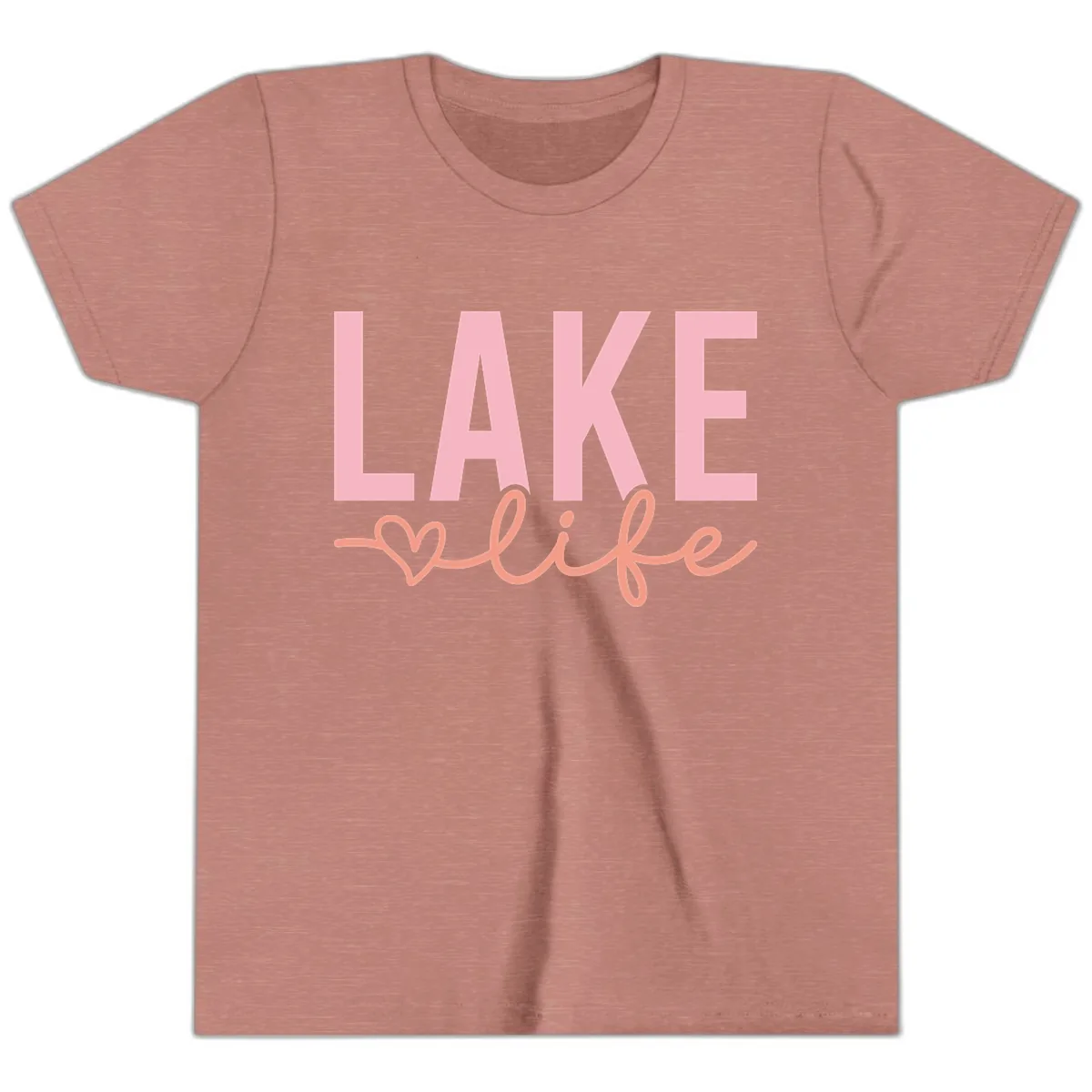 Lake Life Script Design Youth T-Shirt in Heather Mauve