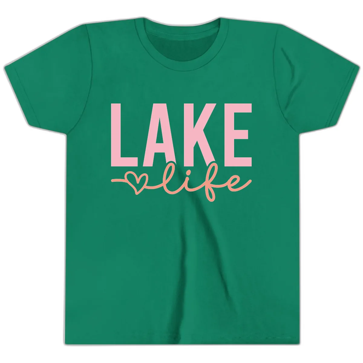 Lake Life Script Design Youth T-Shirt in Kelly