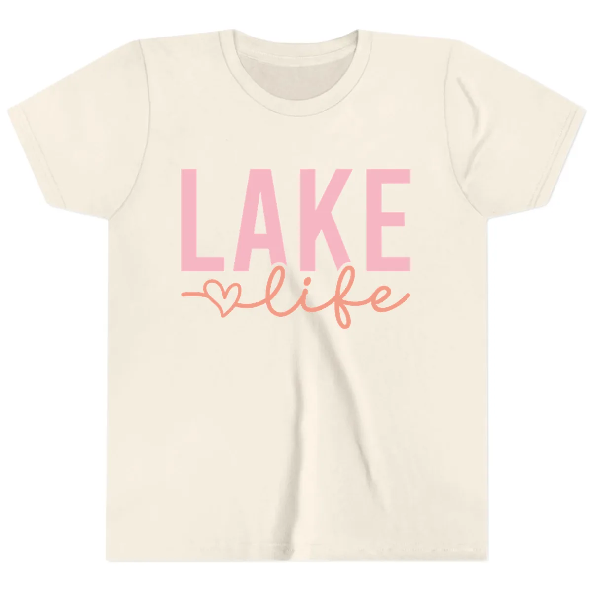 Lake Life Script Design Youth T-Shirt in Natural