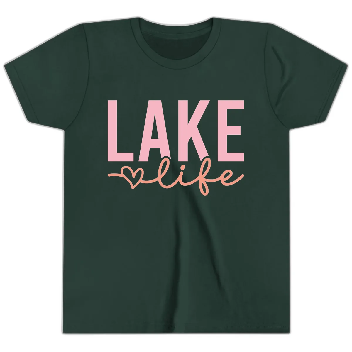 Lake Life Script Design Youth T-Shirt in Forest