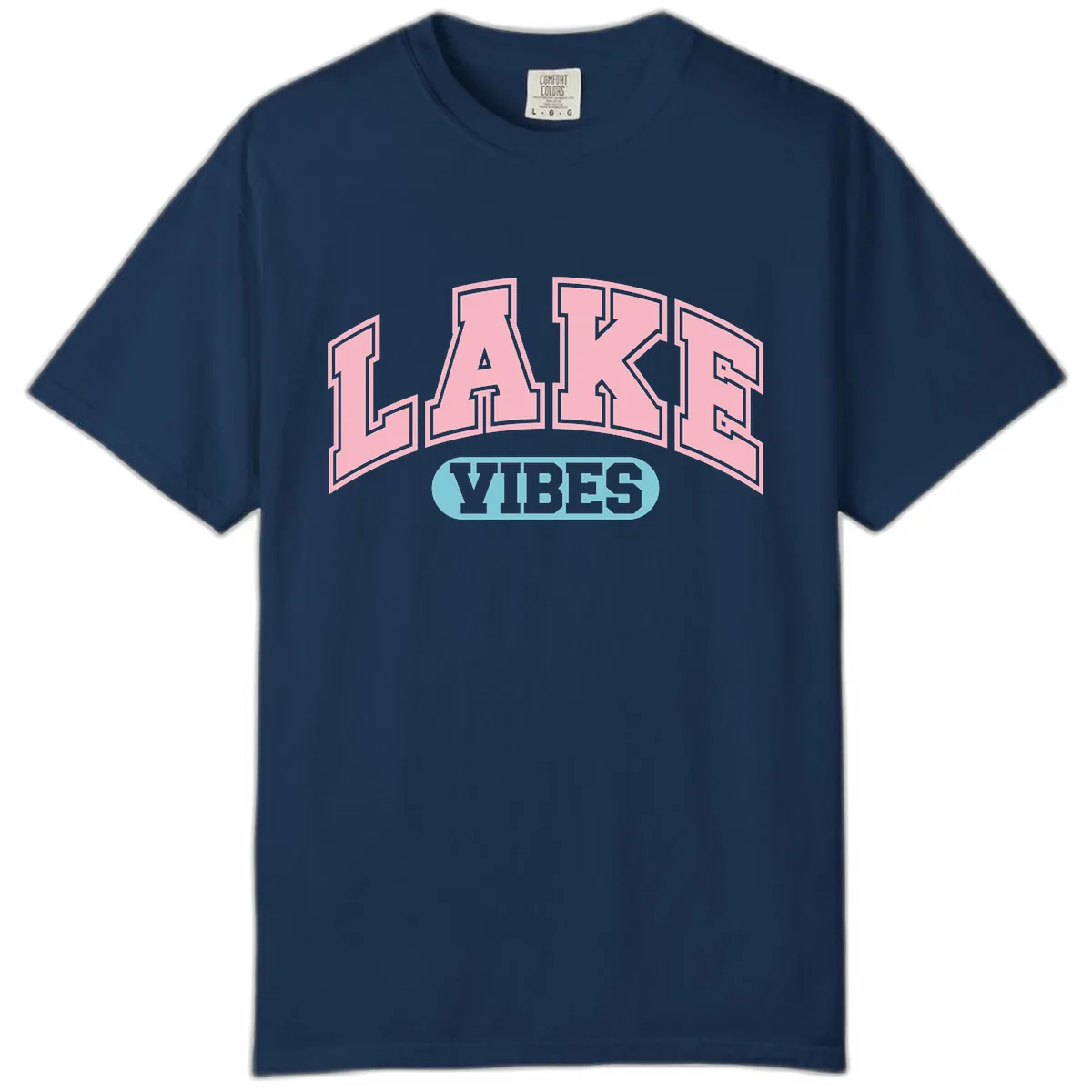 Lake Vibes Arch Logo Comfort Color in Navy