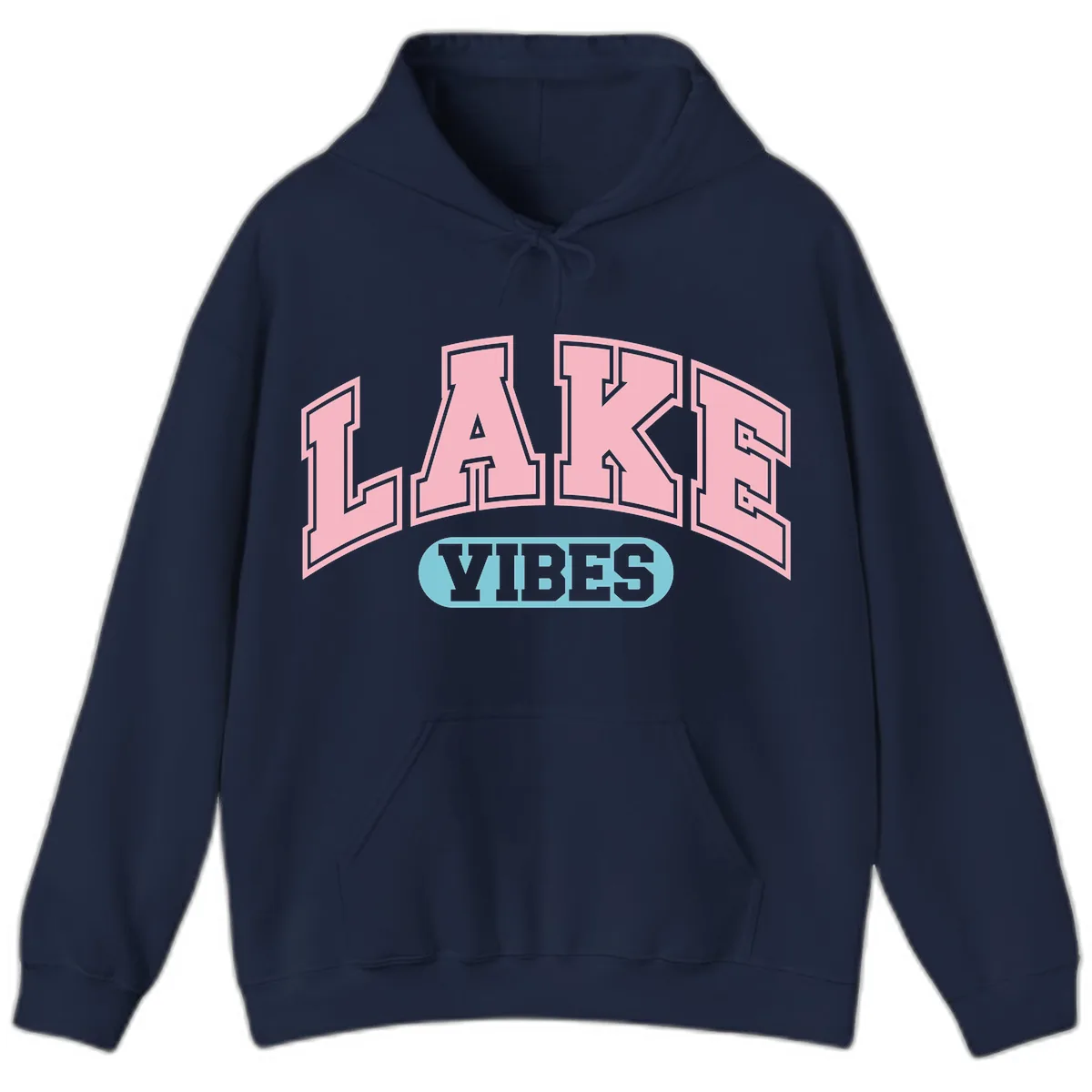 Lake Vibes Arch Logo Hoodie in Navy