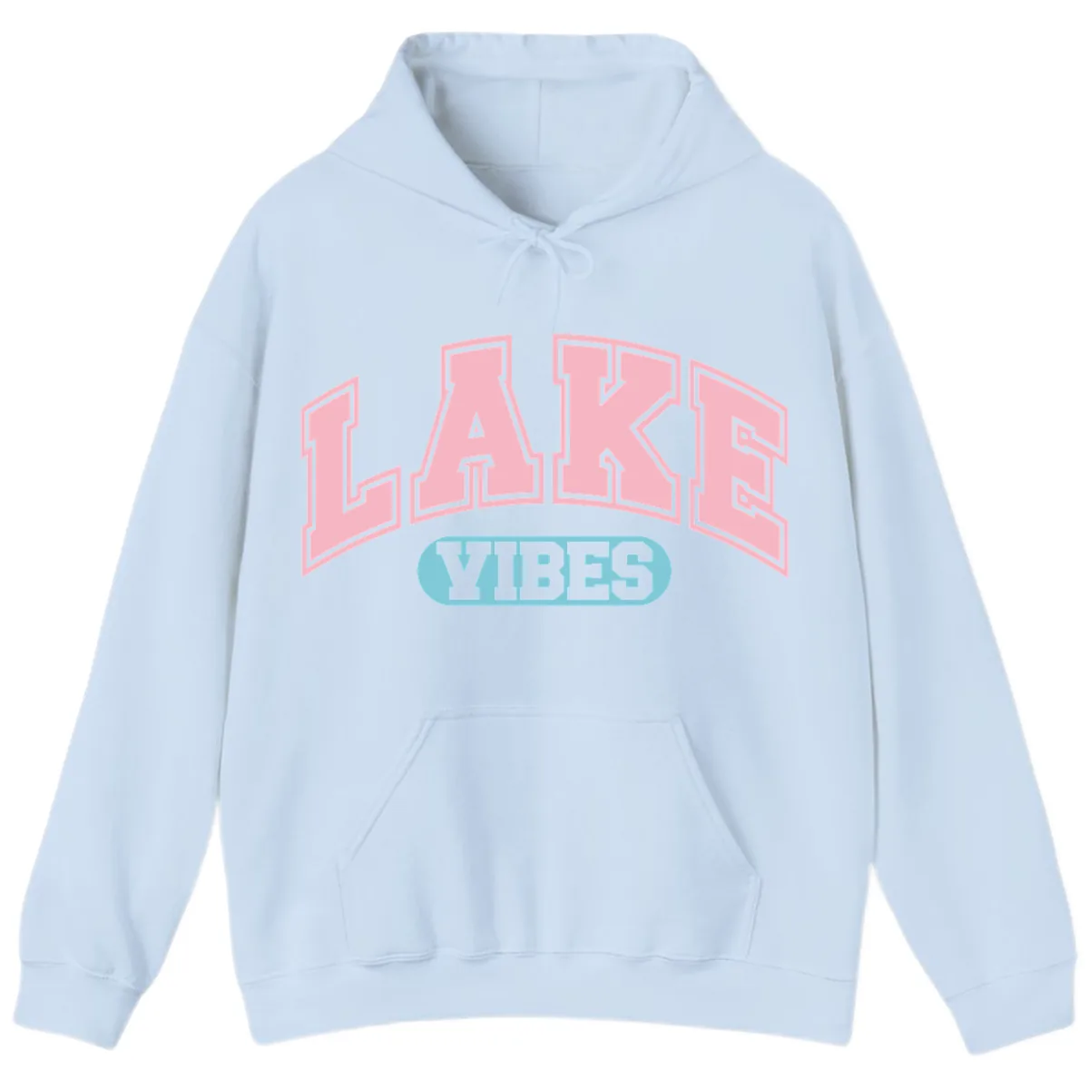 Lake Vibes Arch Logo Hoodie in Light Blue