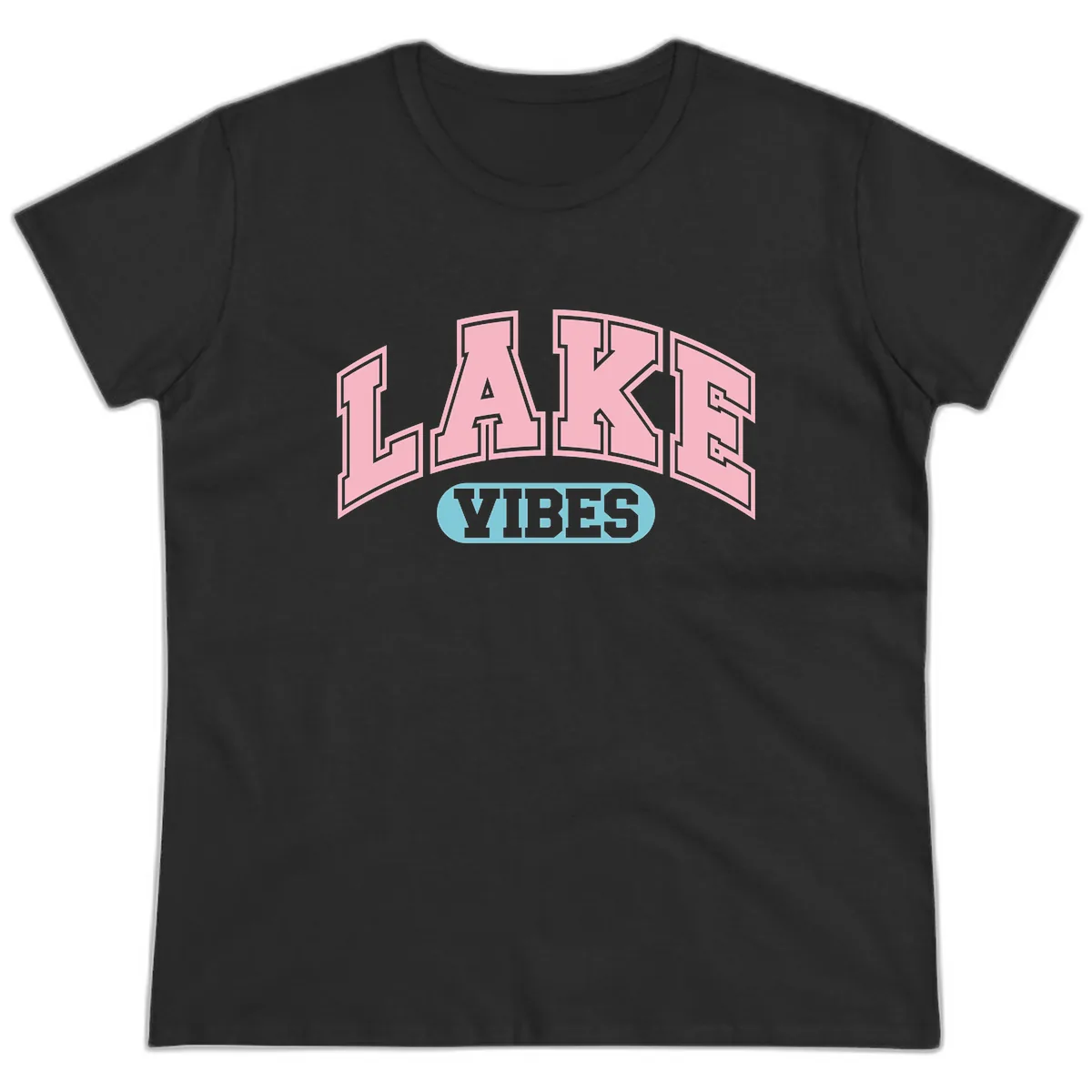 Lake Vibes Arch Logo Ladies Tee in Black