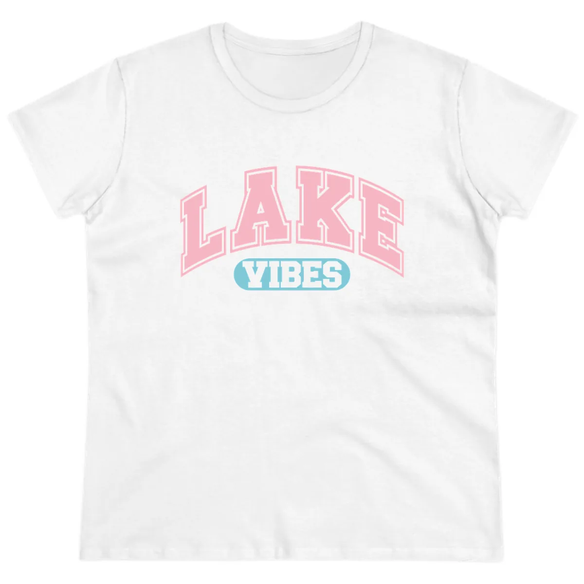 Lake Vibes Arch Logo Ladies Tee in White