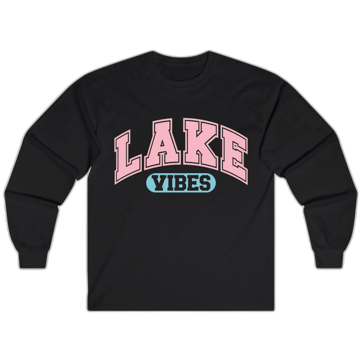 Lake Vibes Arch Logo Long Sleeve in Black