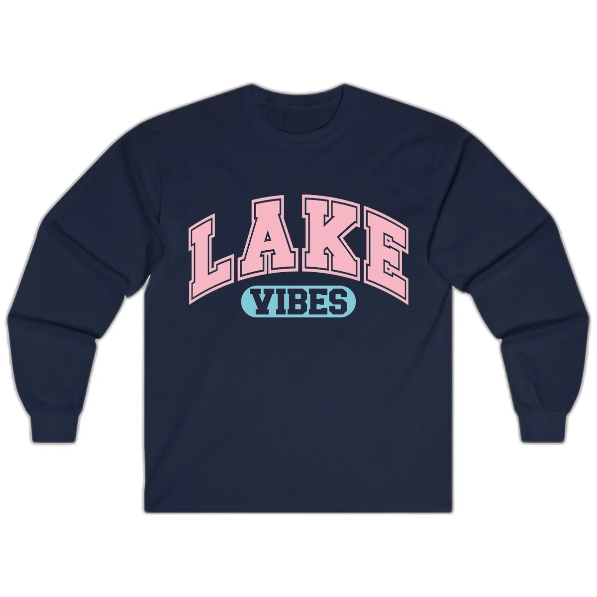 Lake Vibes Arch Logo Long Sleeve in Navy