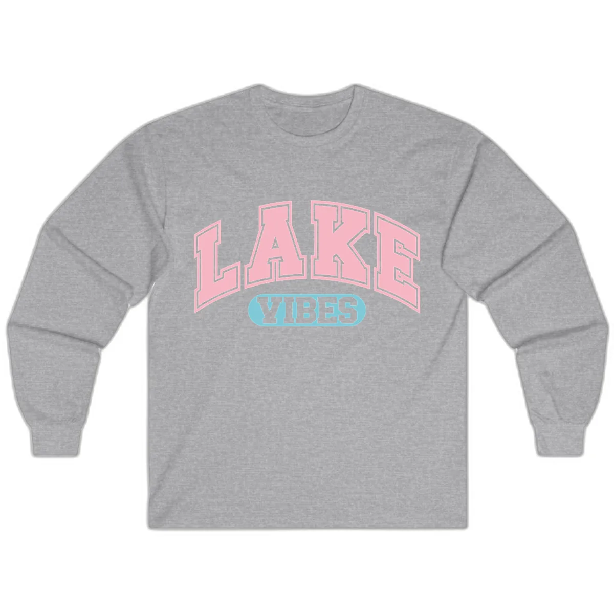 Lake Vibes Arch Logo Long Sleeve in Sport Grey