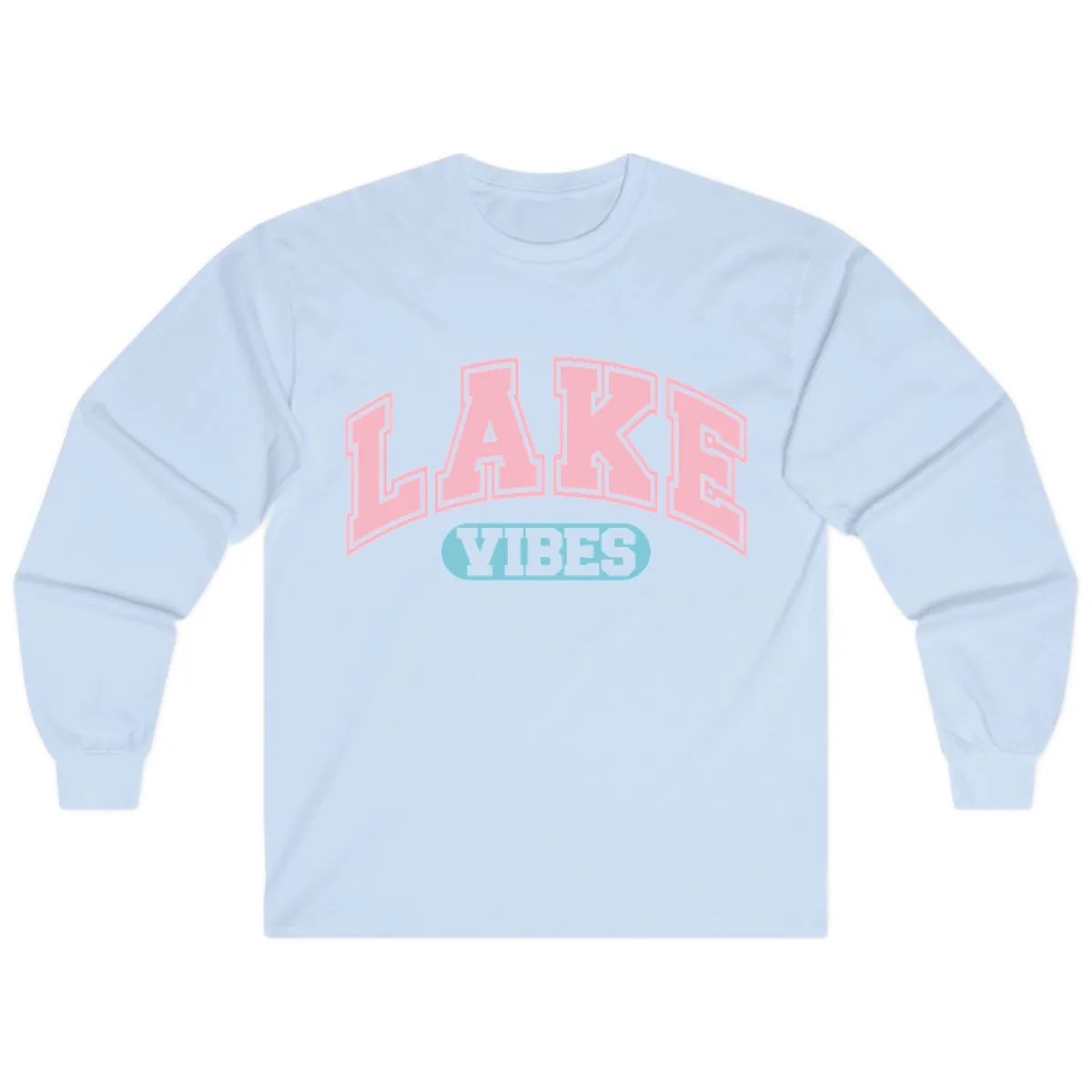 Lake Vibes Arch Logo Long Sleeve in Light Blue