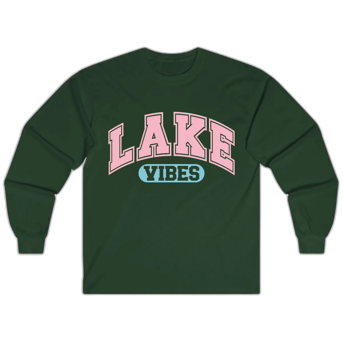 Lake Vibes Arch Logo Long Sleeve in Forest Green