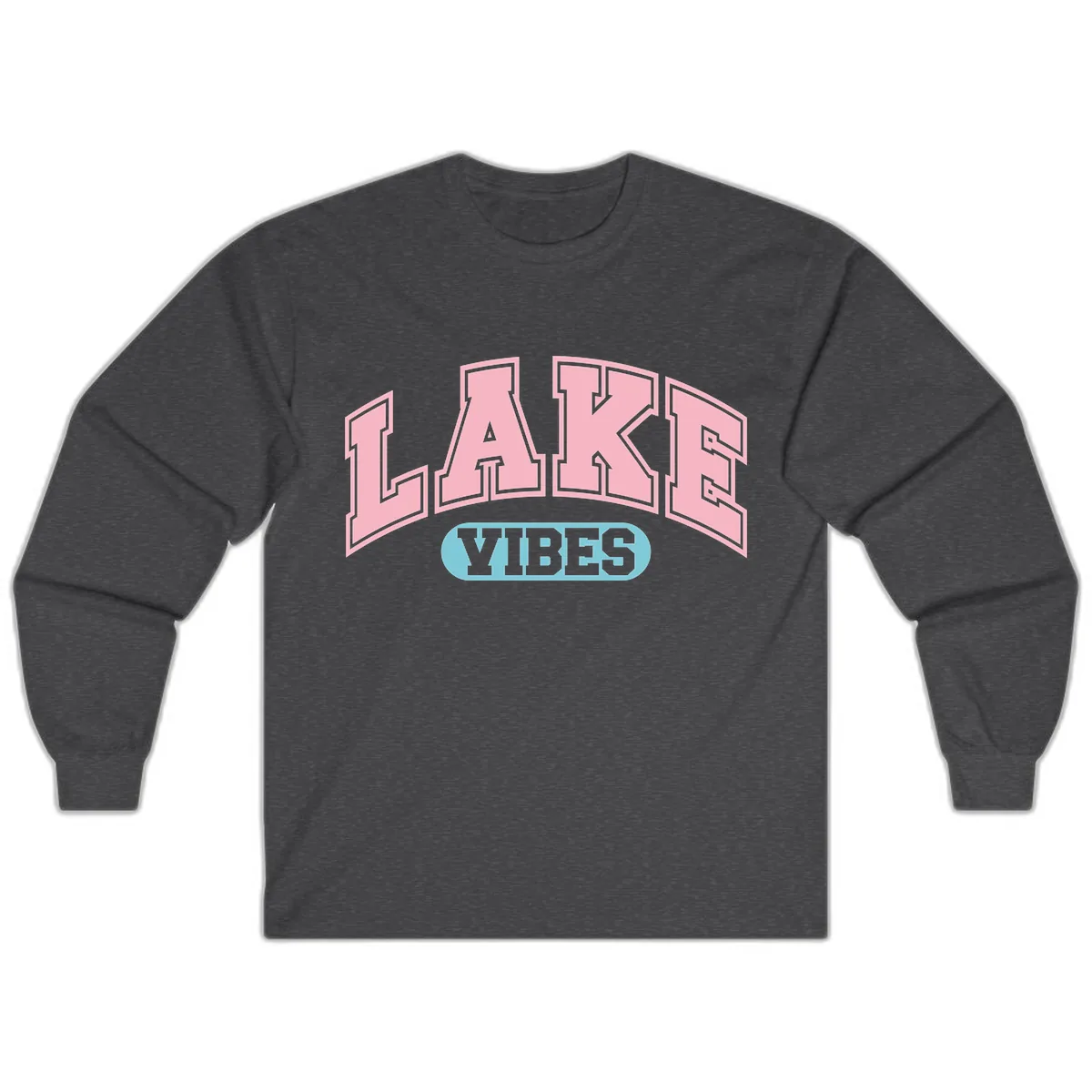Lake Vibes Arch Logo Long Sleeve in Dark Heather
