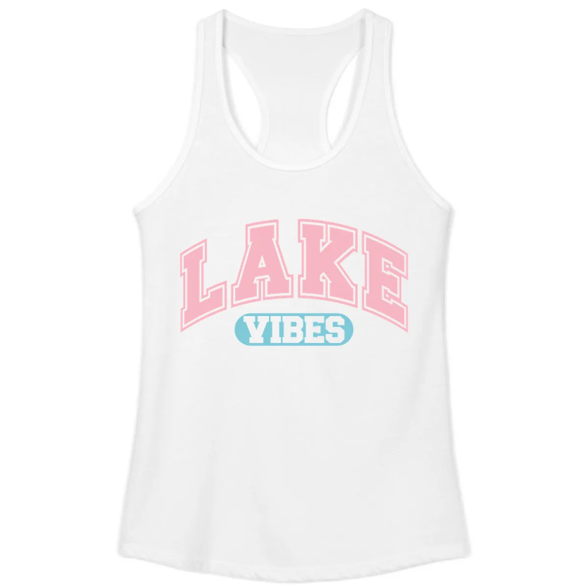 Lake Vibes Arch Logo Ladies Tank in White