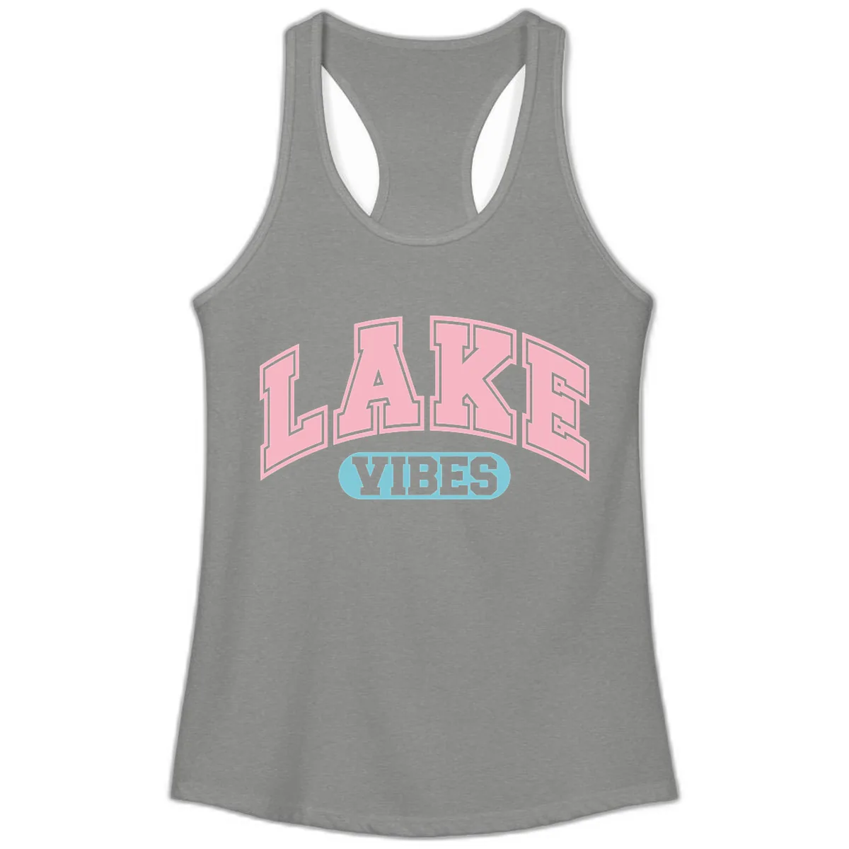 Lake Vibes Arch Logo Ladies Tank in Heather Grey