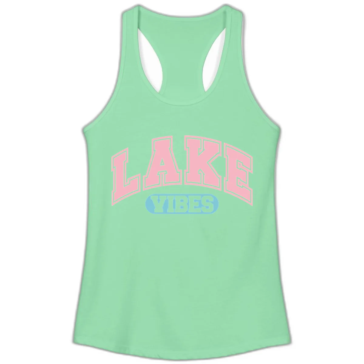 Lake Vibes Arch Logo Ladies Tank in Solid Mint