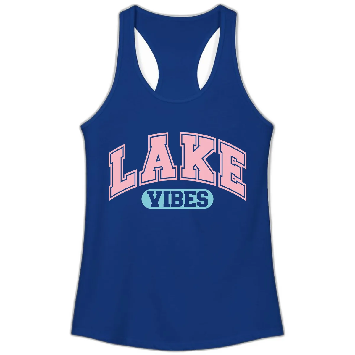 Lake Vibes Arch Logo Ladies Tank in Solid Royal