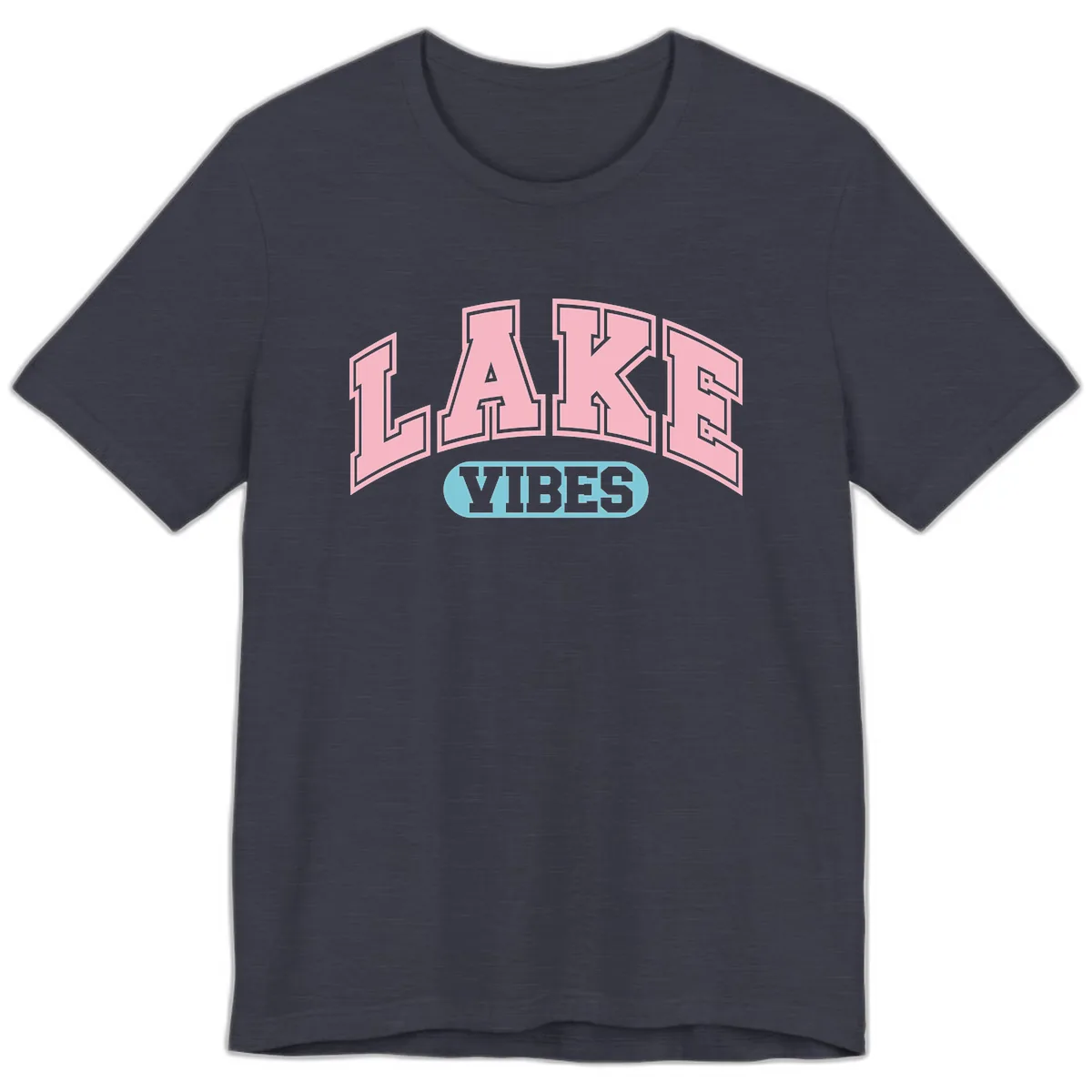 Lake Vibes Arch Logo Premium T-Shirt in Heather Midnight Navy