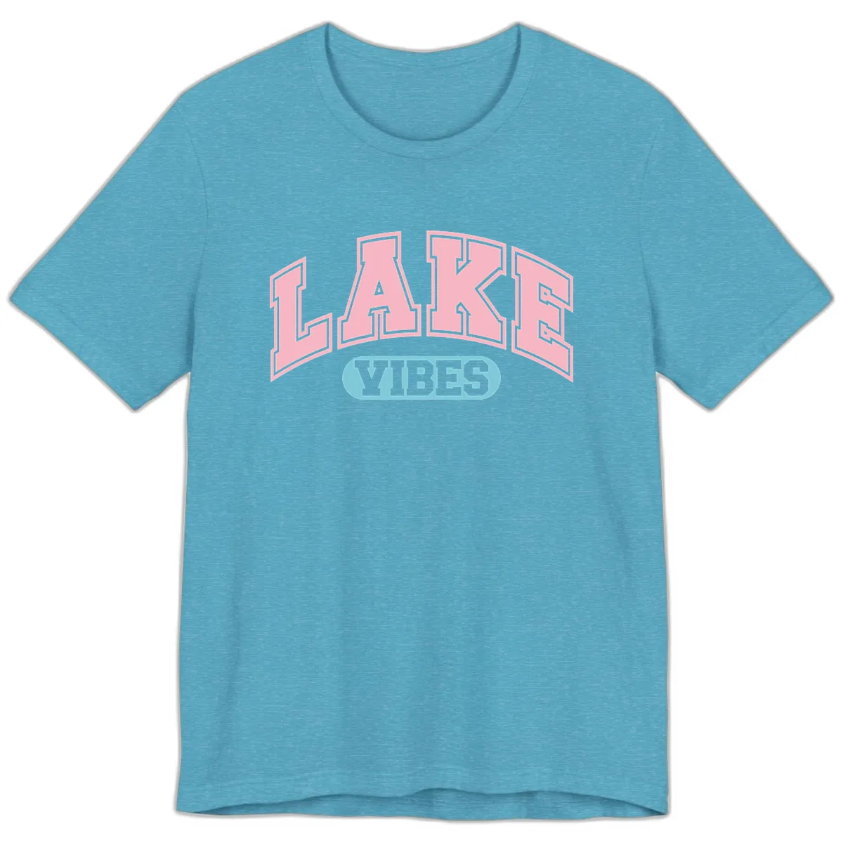 Lake Vibes Arch Logo Premium T-Shirt in Heather Aqua