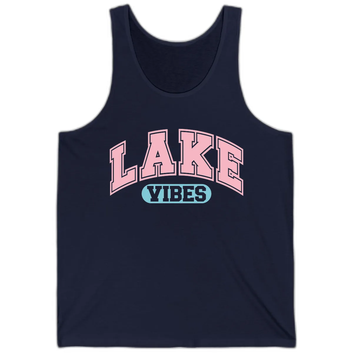 Lake Vibes Arch Logo Tank in Navy