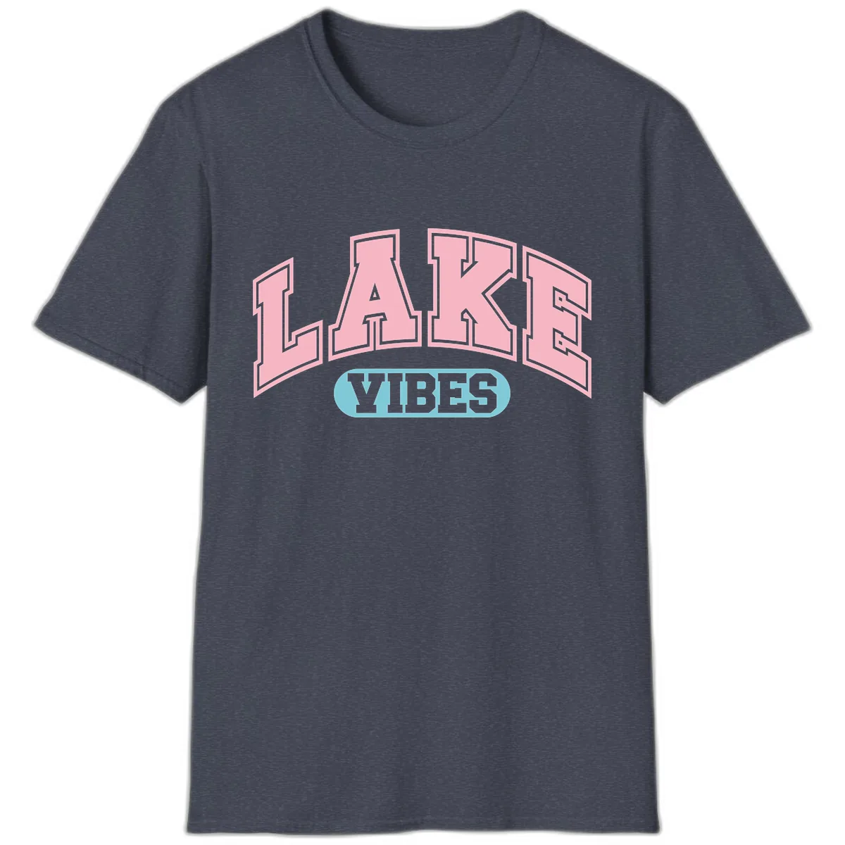 Lake Vibes Arch Logo T-Shirt in Heather Navy