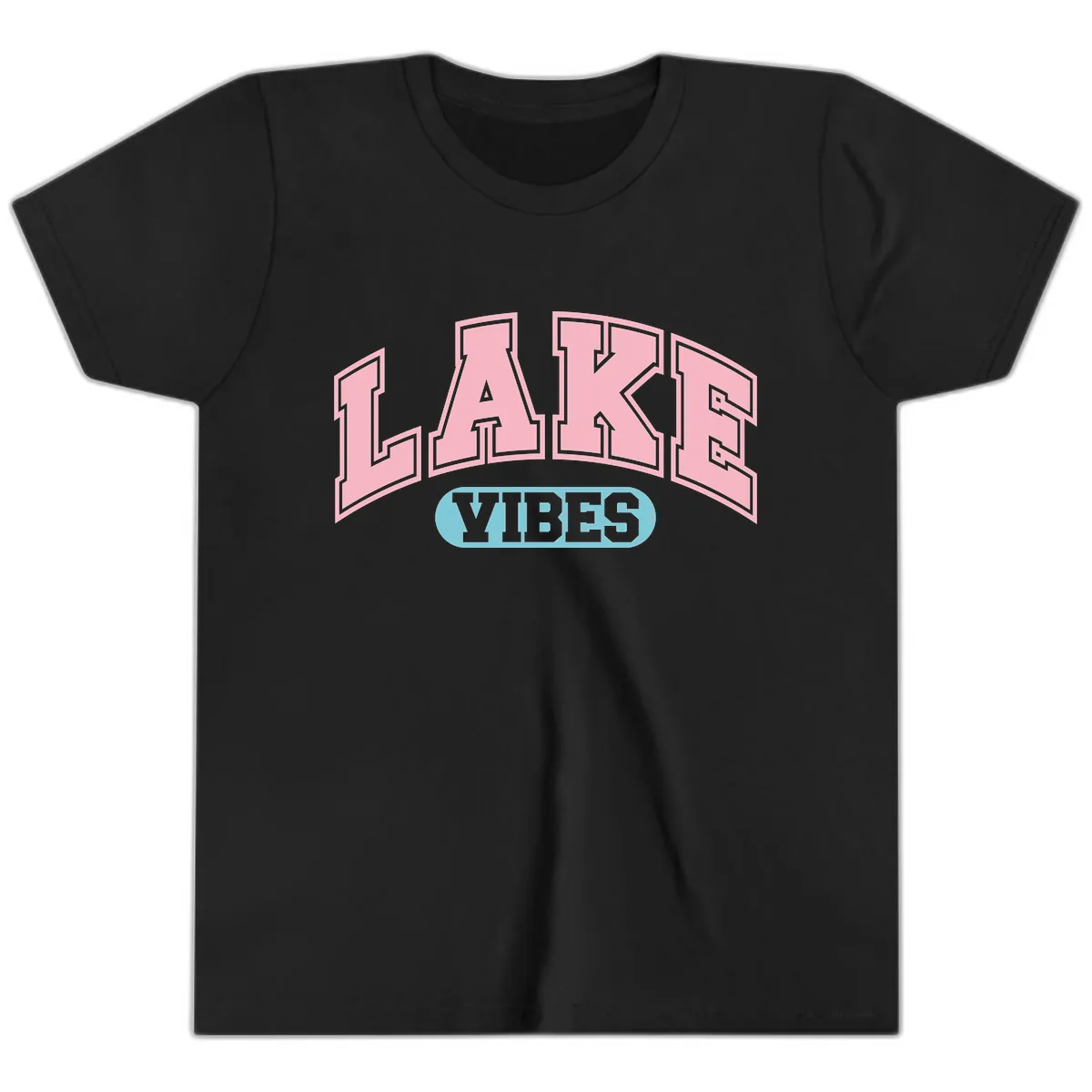 Lake Vibes Arch Logo Youth T-Shirt in Black