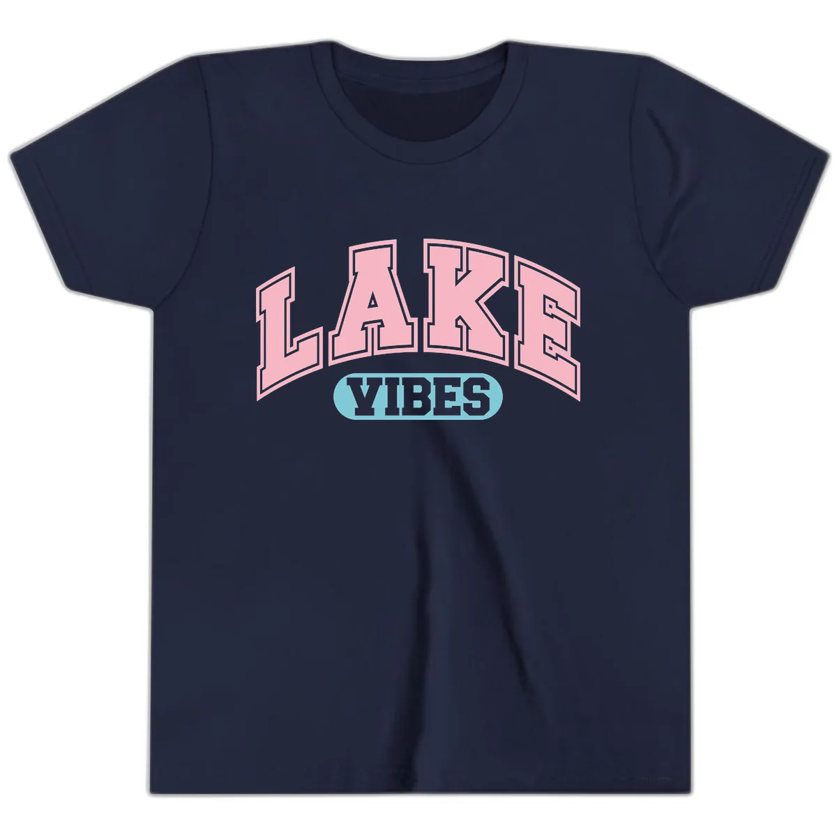 Lake Vibes Arch Logo Youth T-Shirt in Navy