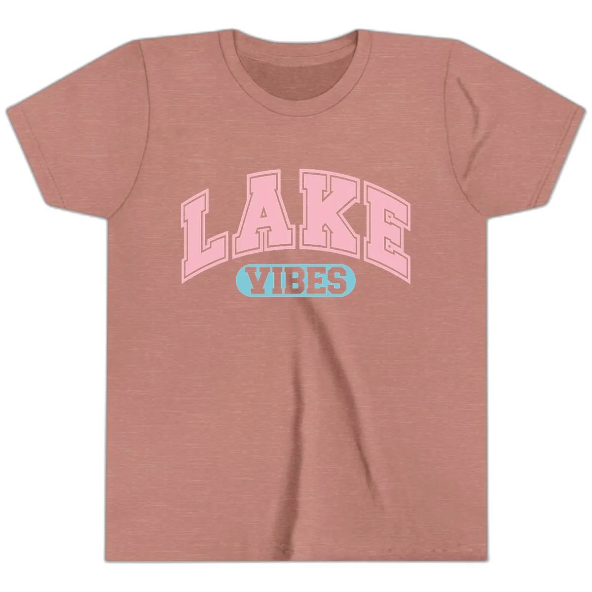 Lake Vibes Arch Logo Youth T-Shirt in Heather Mauve
