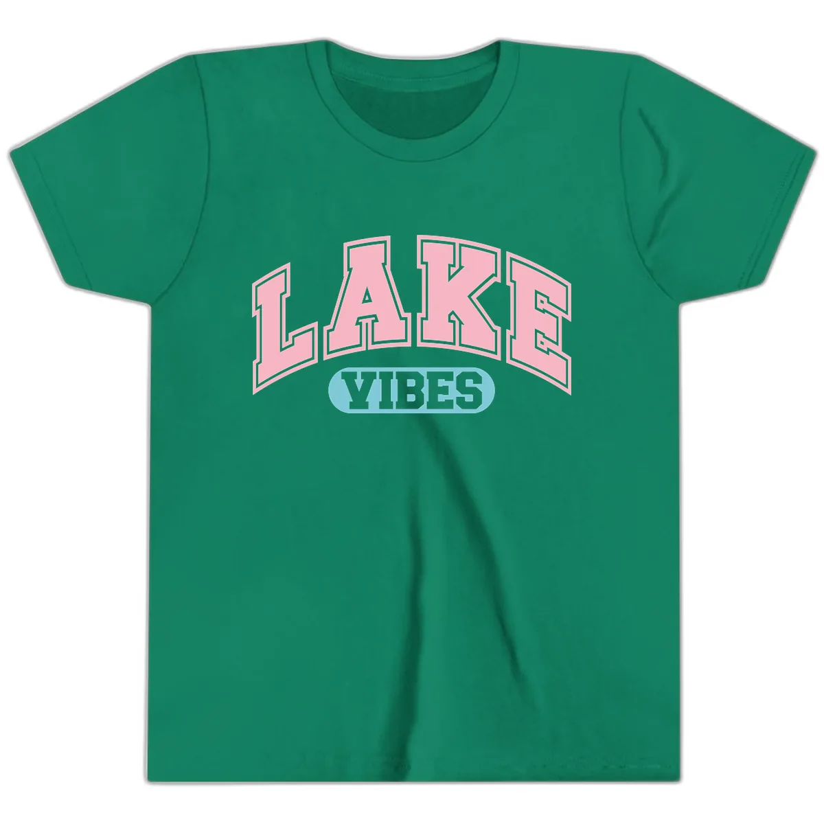 Lake Vibes Arch Logo Youth T-Shirt in Kelly